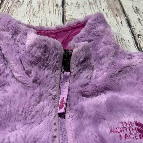 Girls the North Face Reversible Fleece Style Outwear Plush Zip Up Jacket Girls - Picture 12 of 13